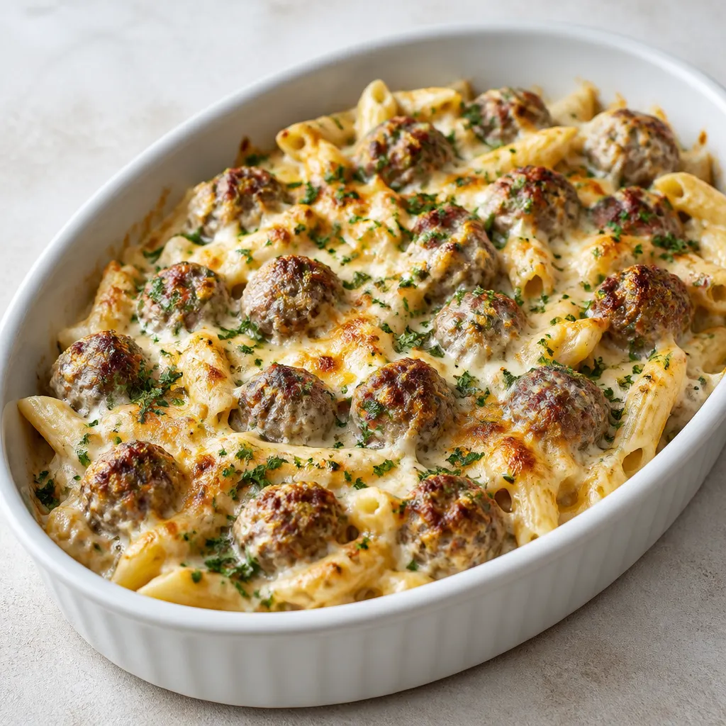 Kofta Pasta Bake with Cheese