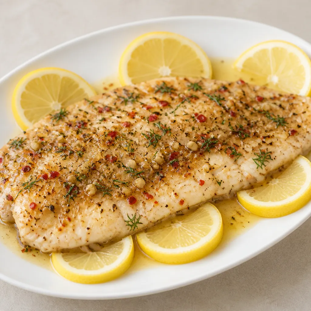 Lemon Garlic Meagre Fish
