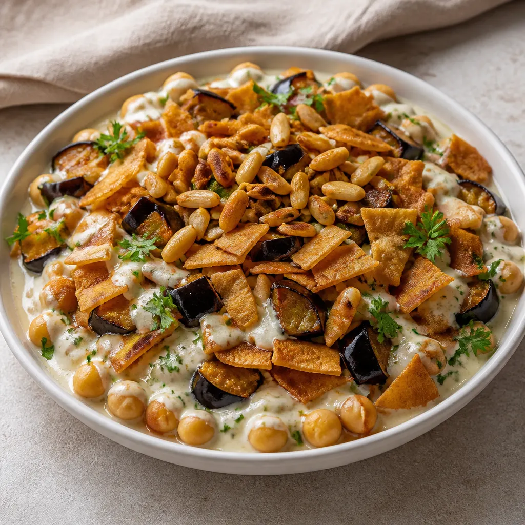 Eggplant and Chickpea Fatteh