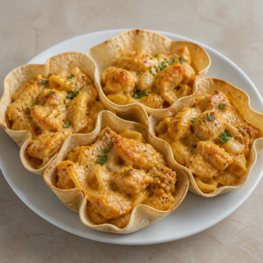 Chicken Pasta with Cheese Sauce and Tortilla Bread