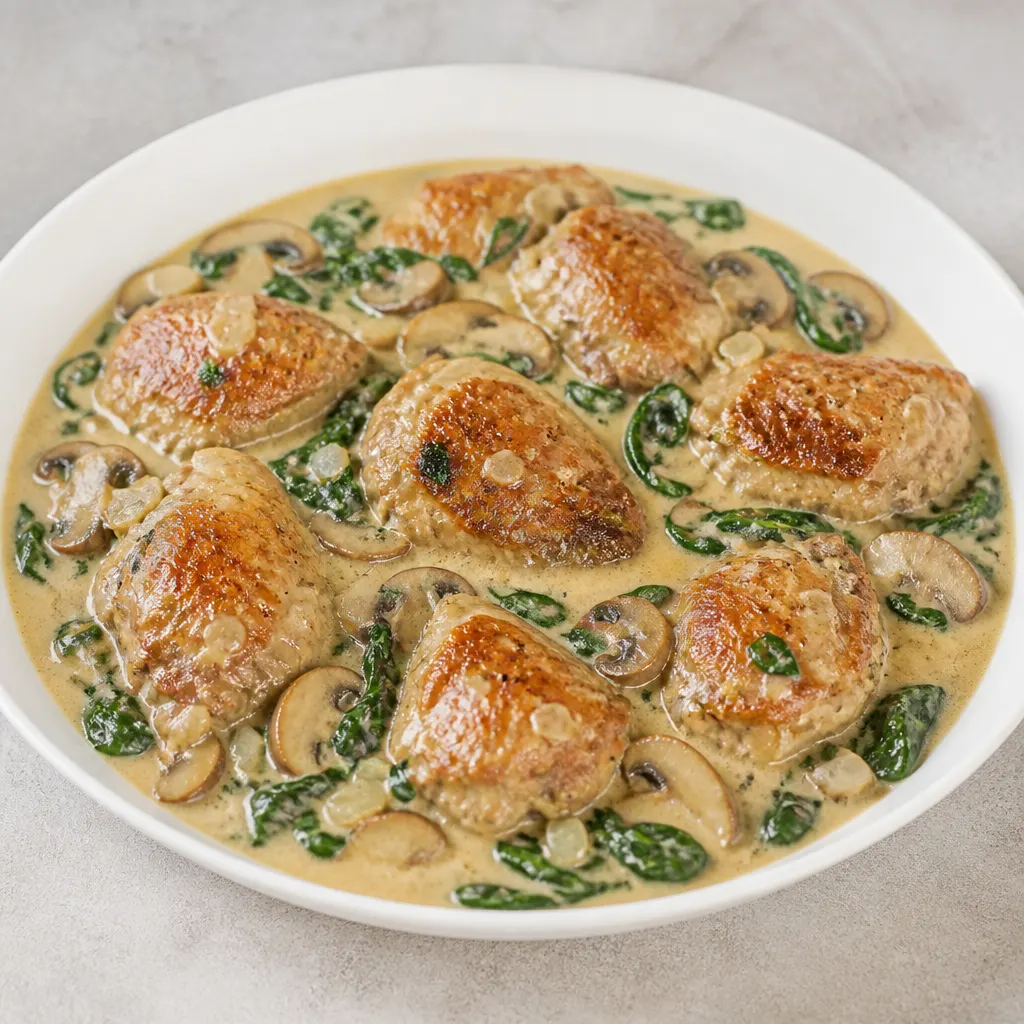 Hähnchen mit Spinat und Sahne