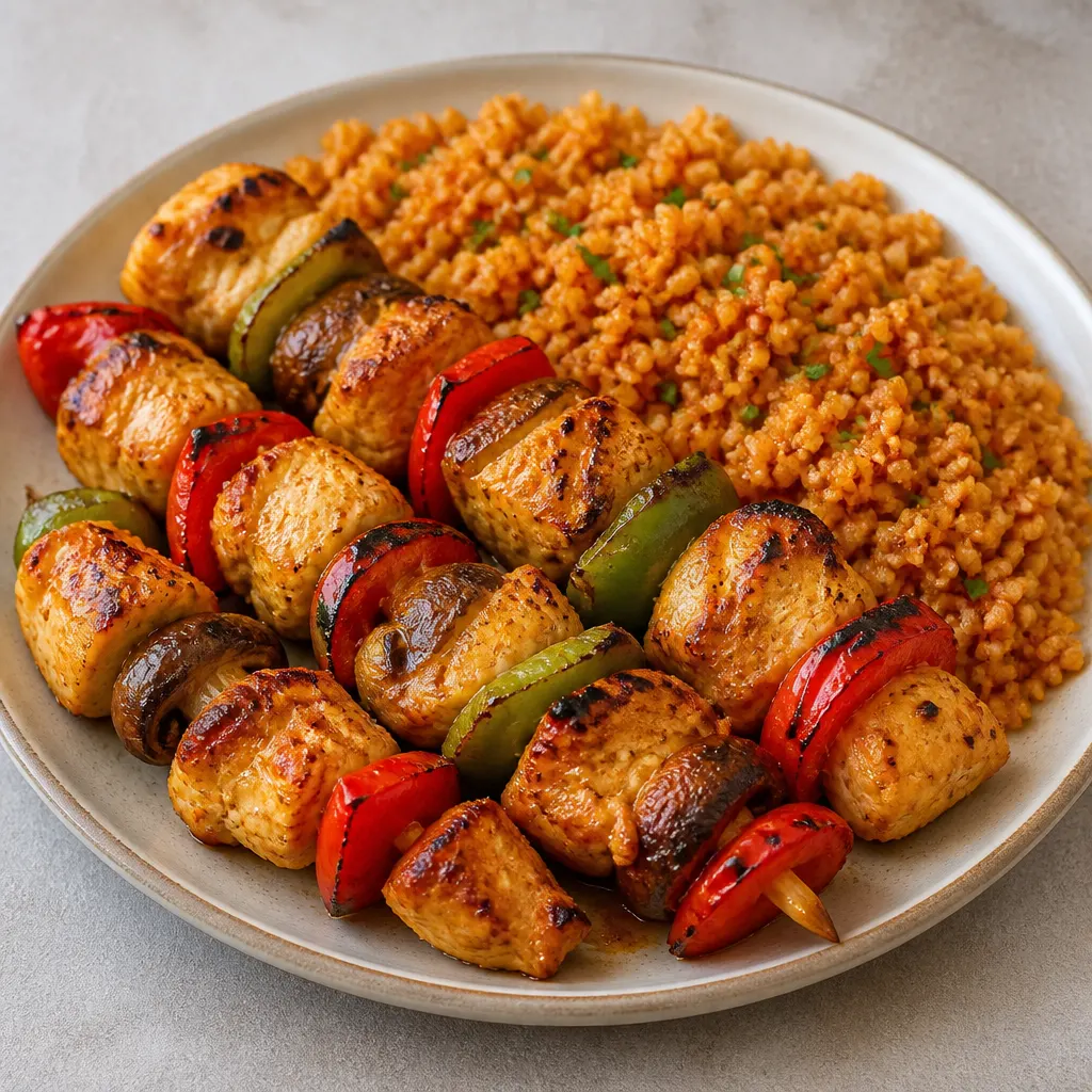 Türkisches Hähnchen-Schisch-Taouk mit Bulgur
