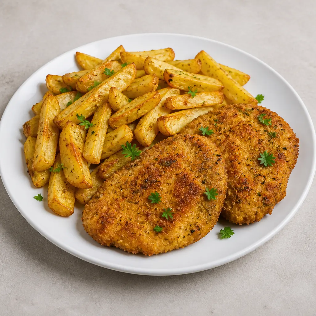 Gesundes Escalope mit Pommes