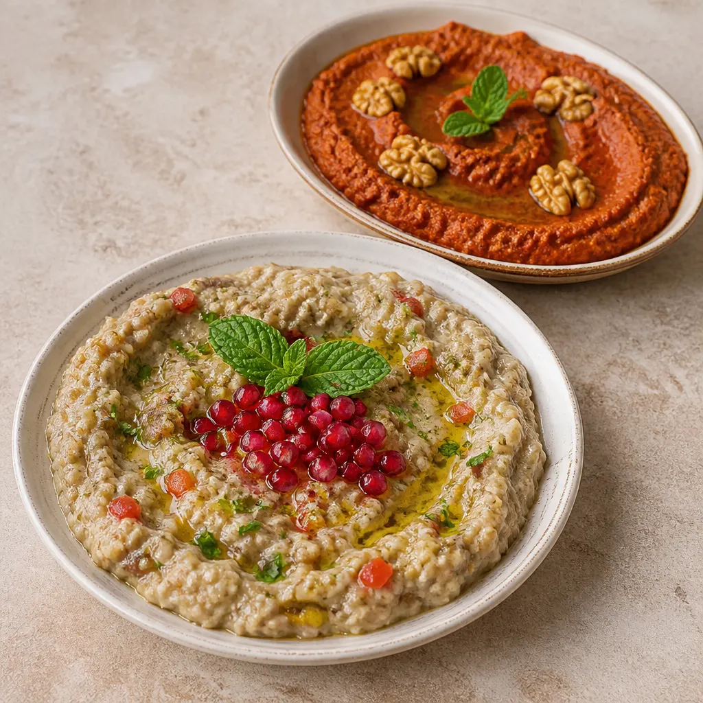 Syrian Baba Ghanoush and Muhammara