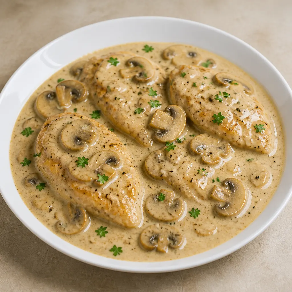Hähnchen mit Pilzrahm