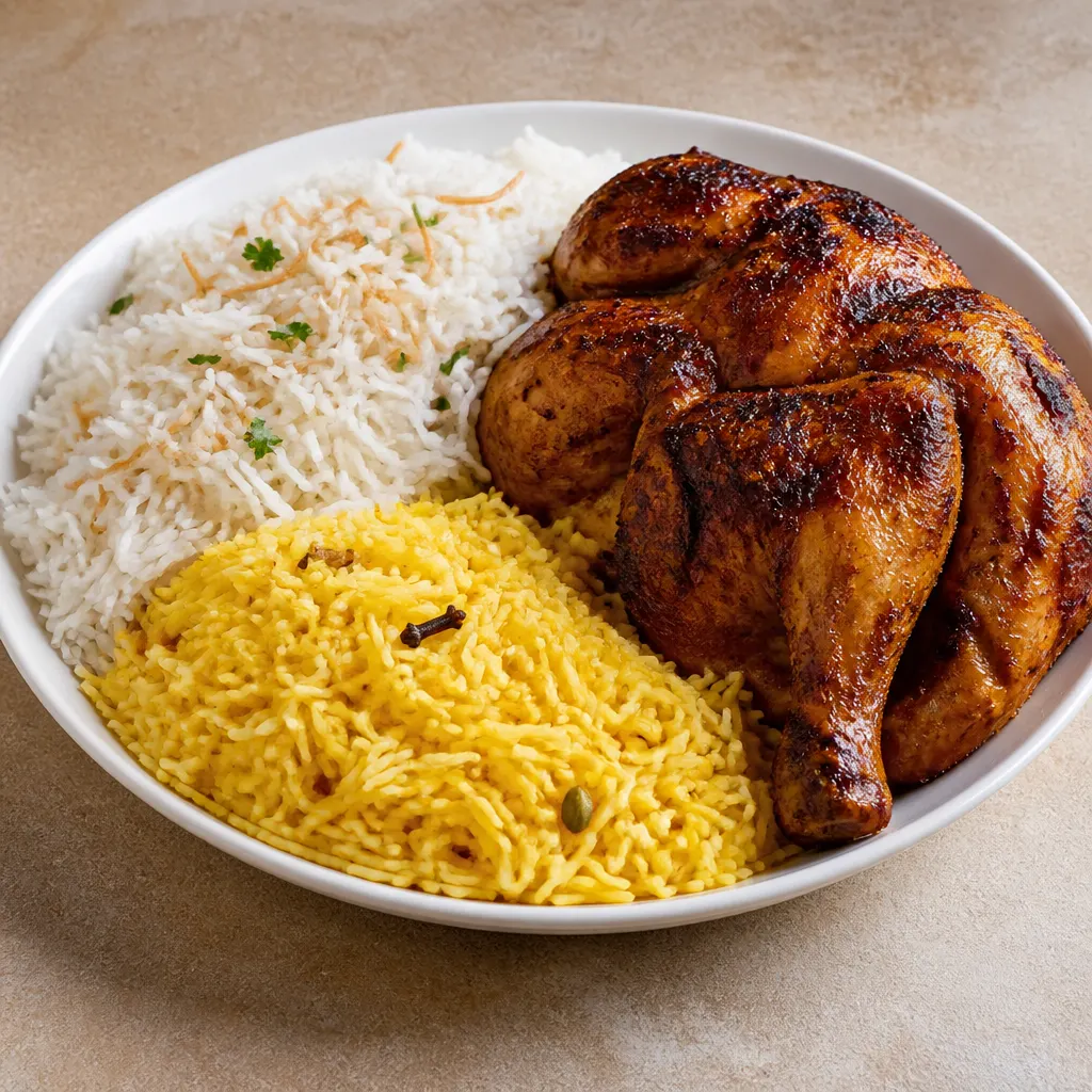 Grilled Chicken with Two Basmati Rice Methods