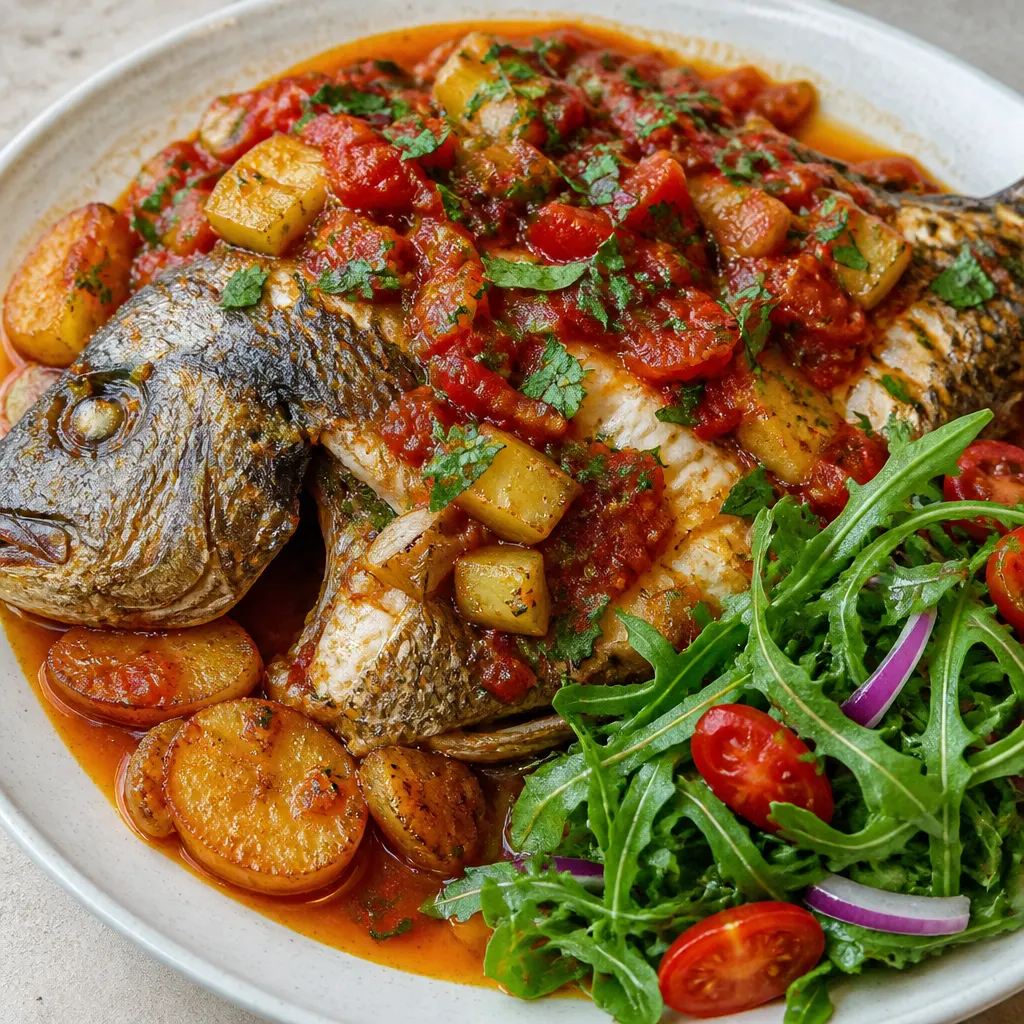 Fish Hara with Arugula Salad