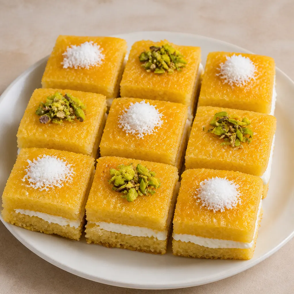 Basbousa med grädde