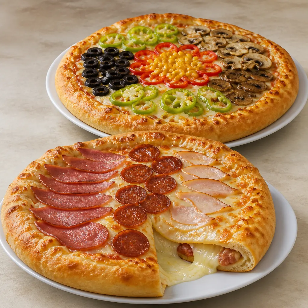 Vier-Jahreszeiten-Pizza und gefüllte Pizza