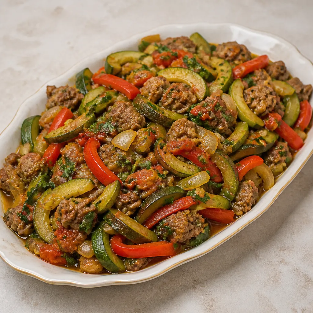 Zucchini with Meat and Mixed Vegetables