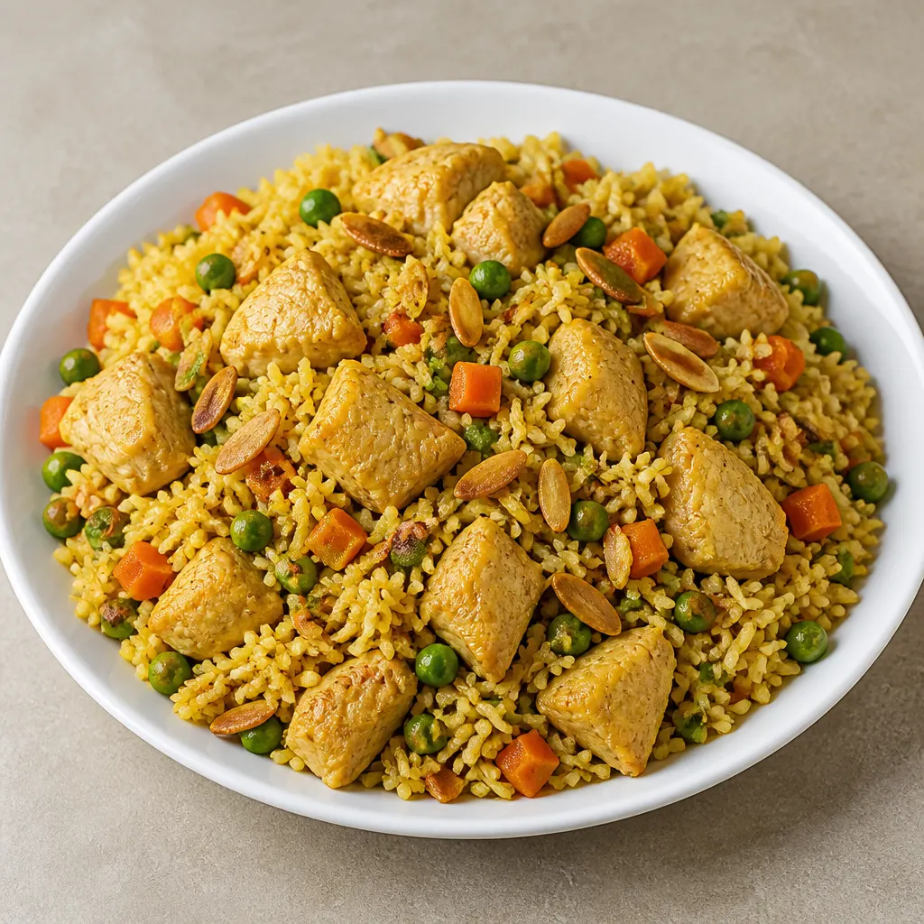 Chicken Rice with Vegetables and Curry