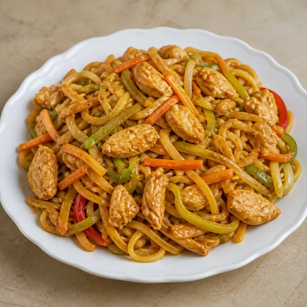 Chinesische Hähnchennudeln mit Gemüse