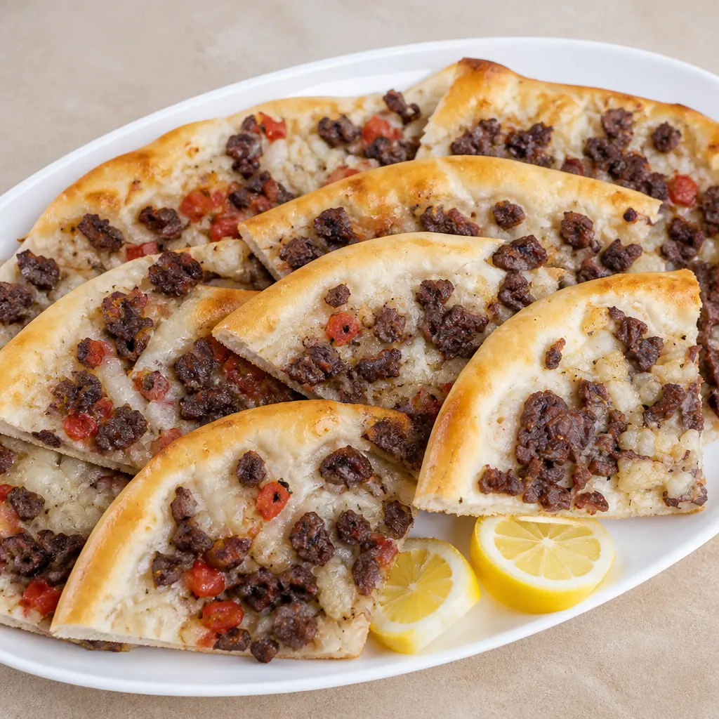 Knuspriges Fleisch auf Teig