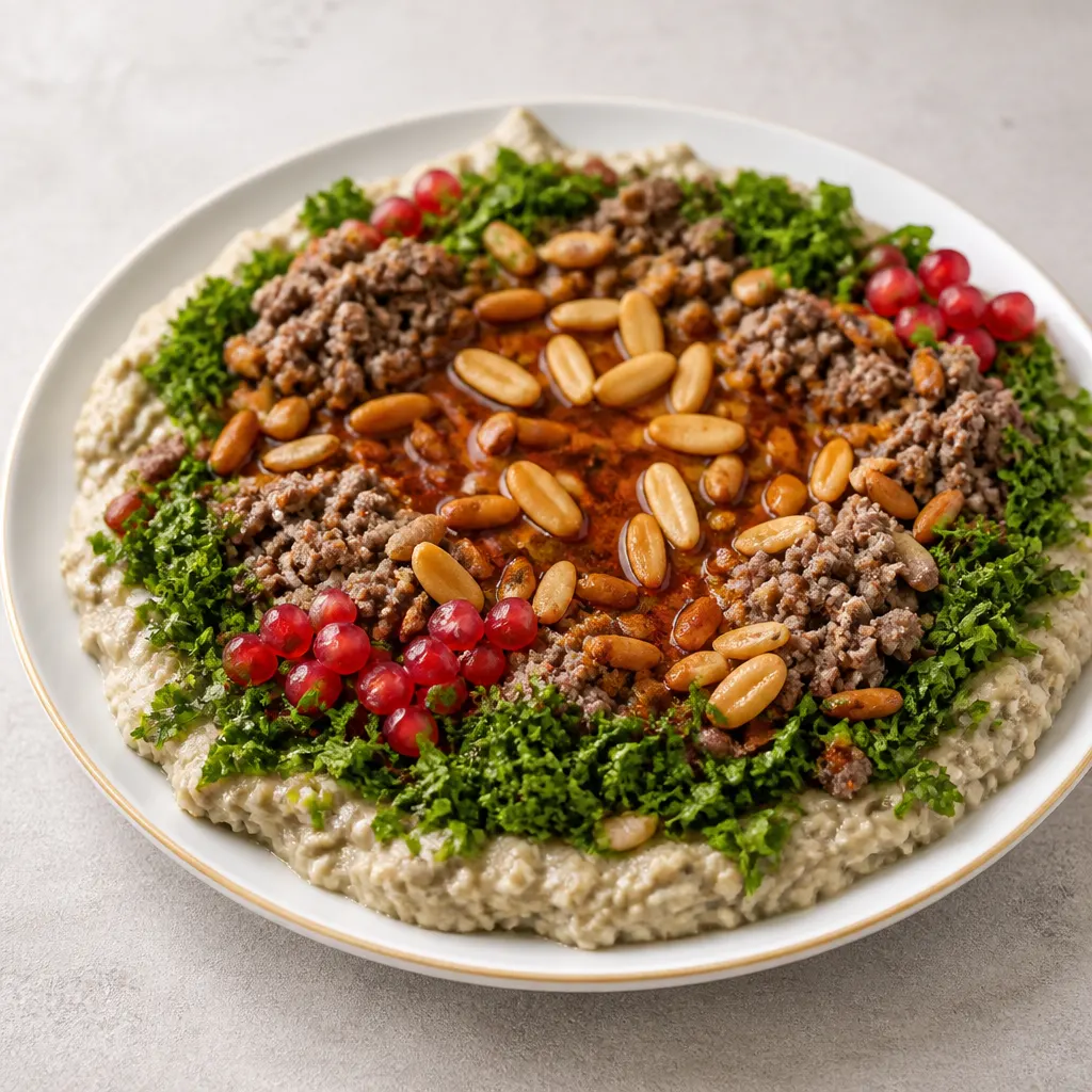 Hama-Style Batarsh with Grilled Eggplant