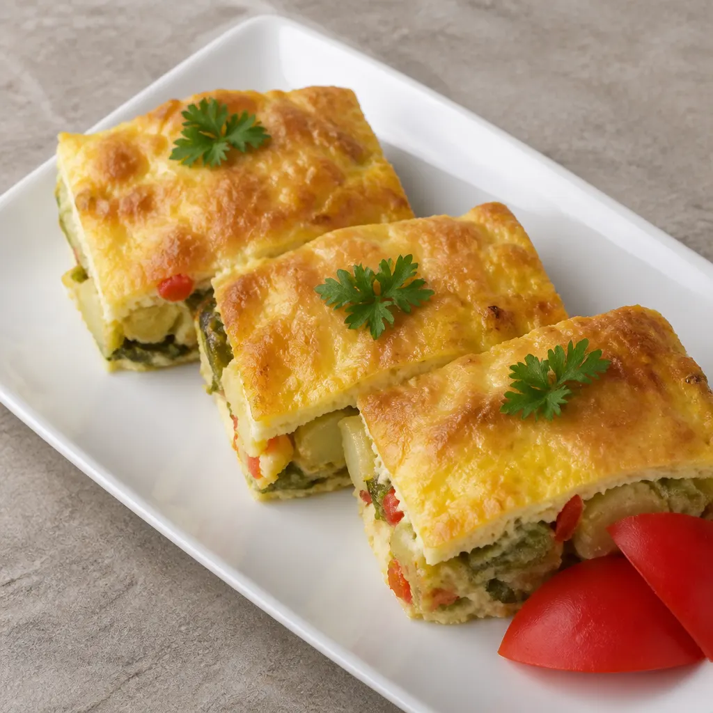 صينية خضار مشوية بالجبنة وصوص البيض