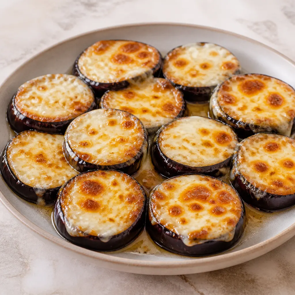 Rondelles d’aubergine grillées à la mozzarella
