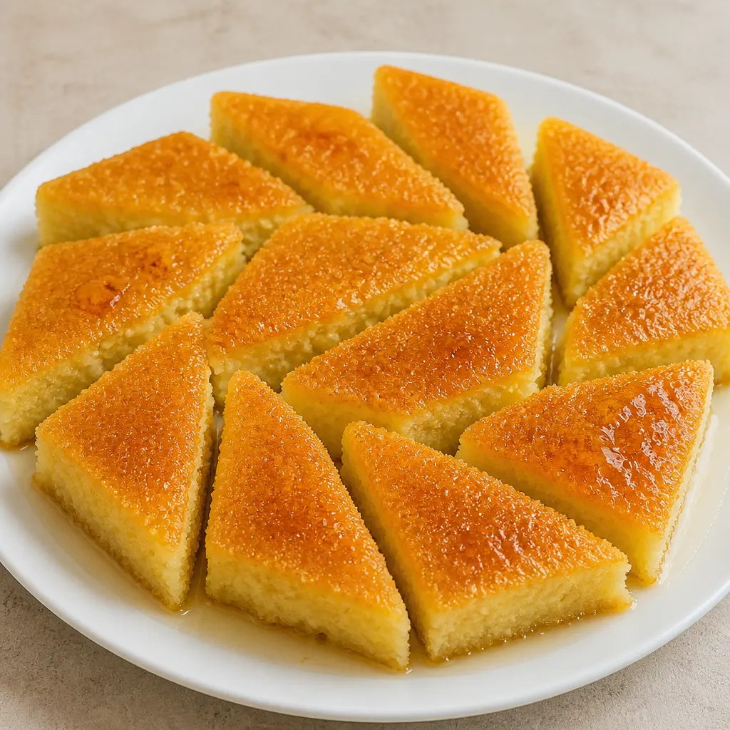 Basbousa mit Käse und Honig