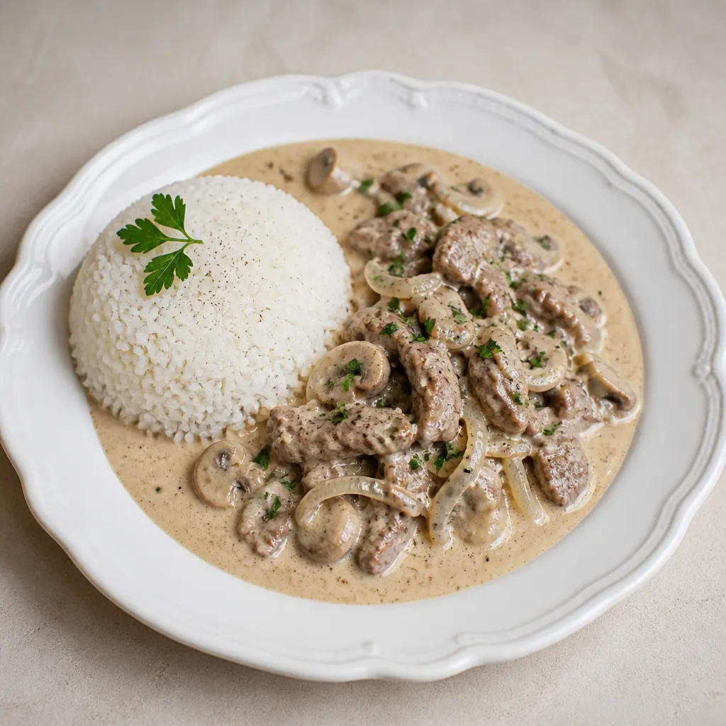 ستروغانوف لحم