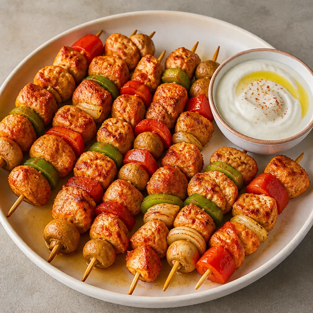 Gegrilde kip shish tawook met gezonde mayonaise