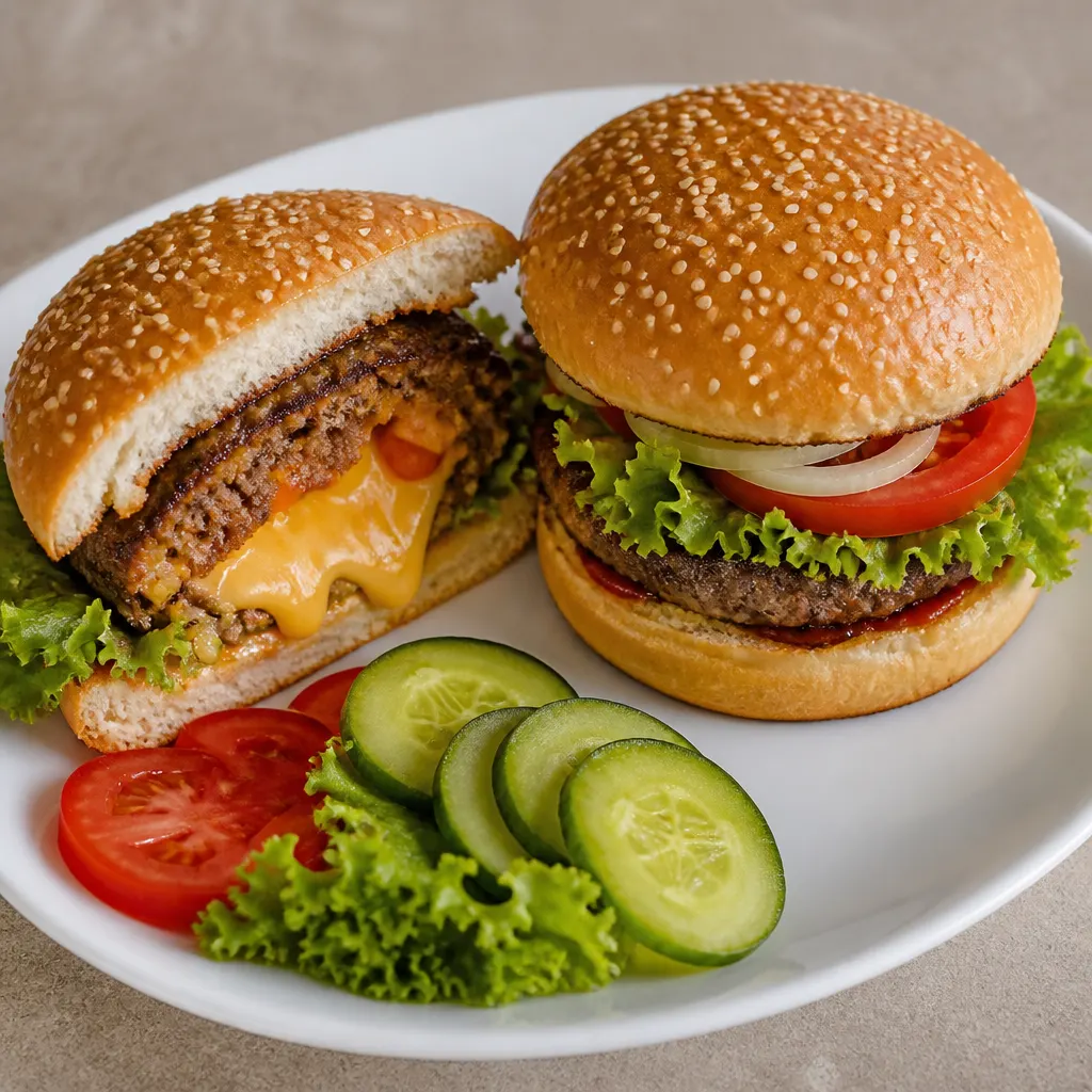Burger Two Ways with Cheese Filling