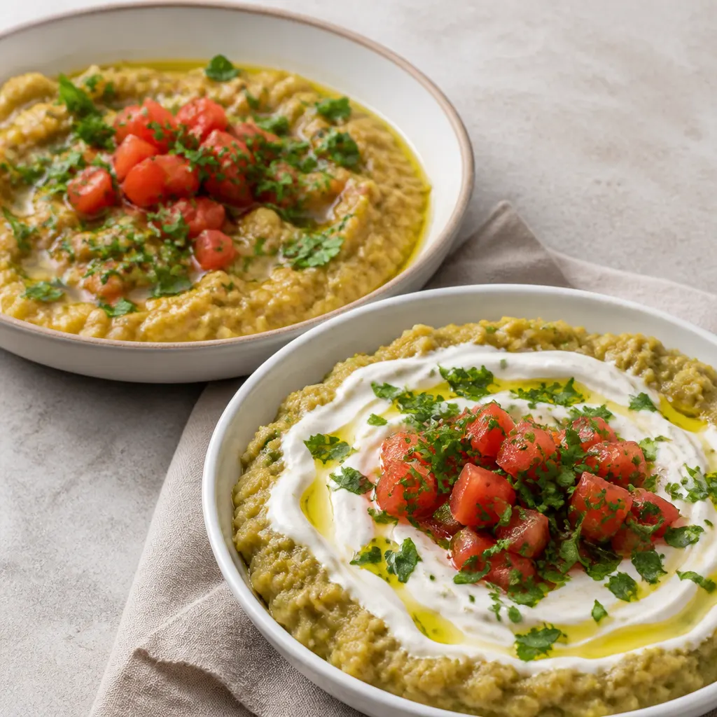 Ful Medames auf zwei Arten mit Joghurt und Tahini