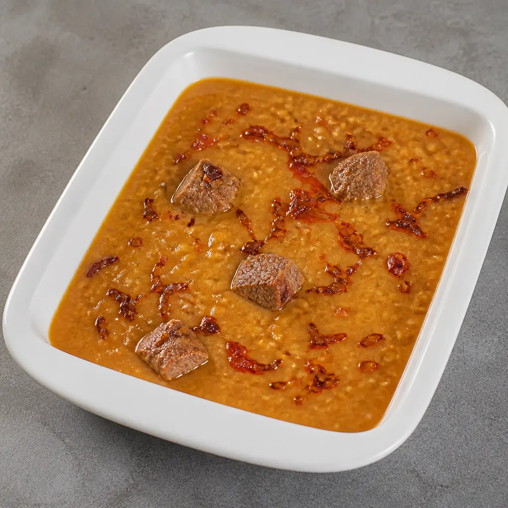 Red Lentil Soup with Meat and Ghee